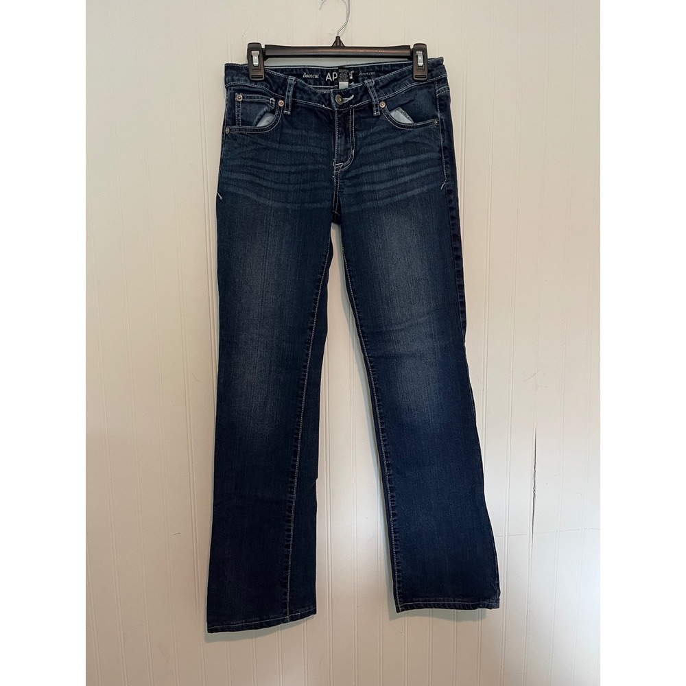 Apt. 9 Modern Fit Bootcut Jeans Dark Wash Embroidered Pockets Size 4 Womens